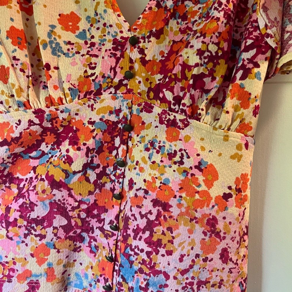 Anthropologie Floral Blouse with Tie Back